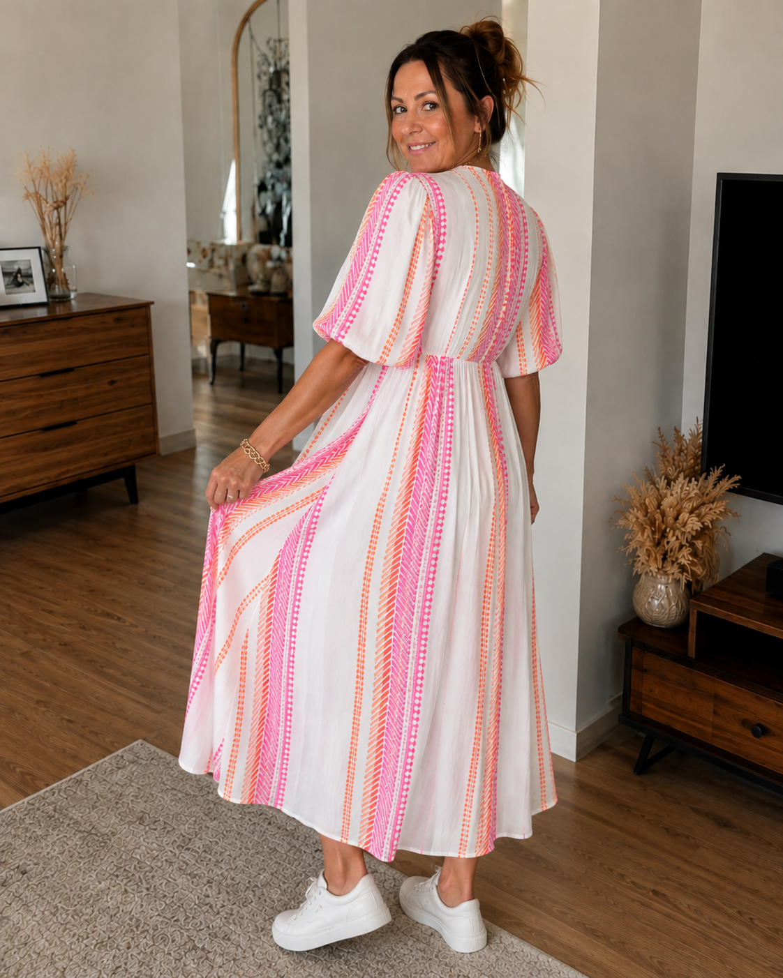 Vestido Estampado con Cuello en V