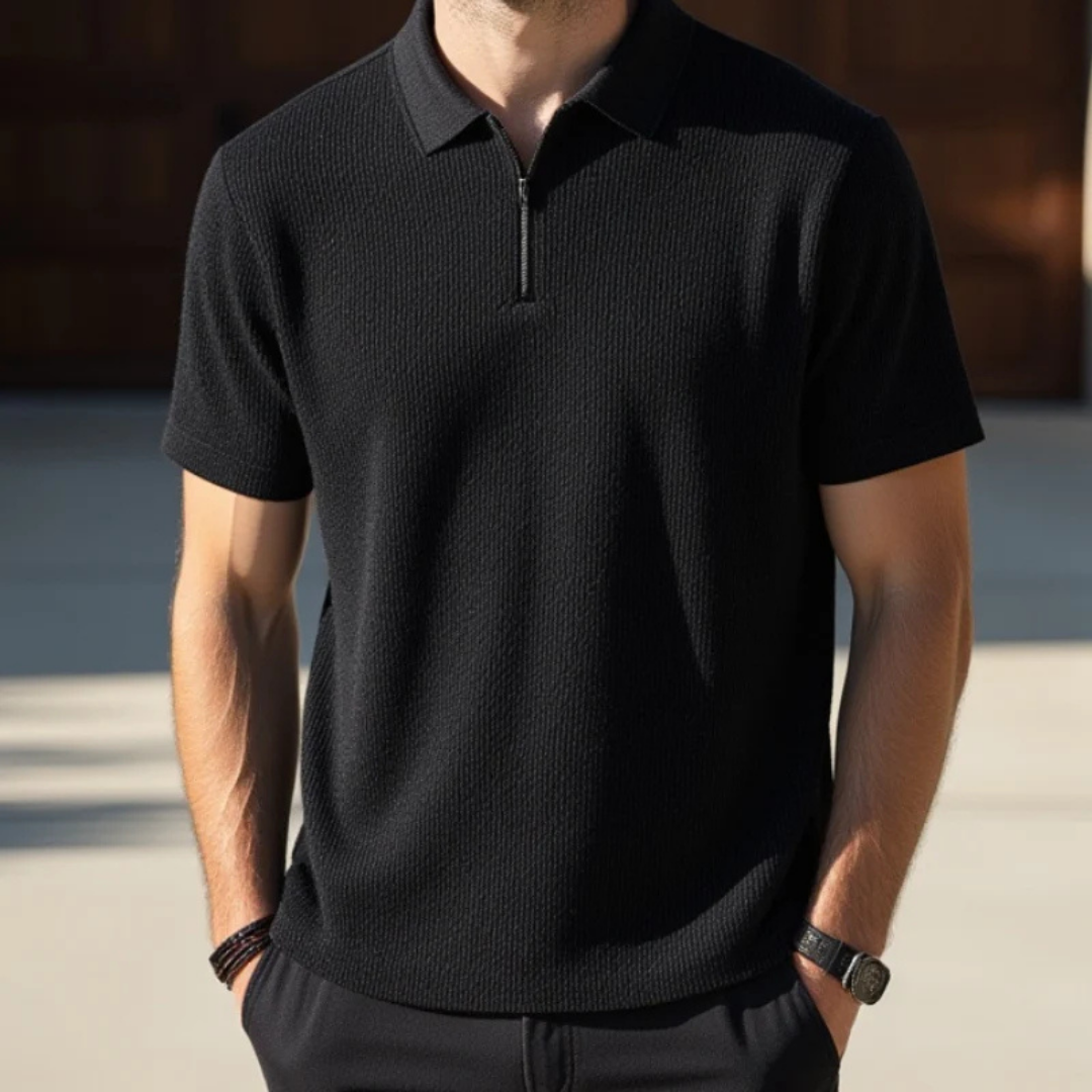 Camisa Polo Casual de Algodón con Cierre Frontal y Cuello Clásico