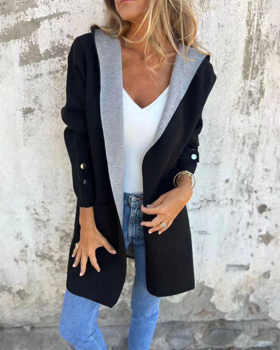 Abrigo casual con capucha para mujer®