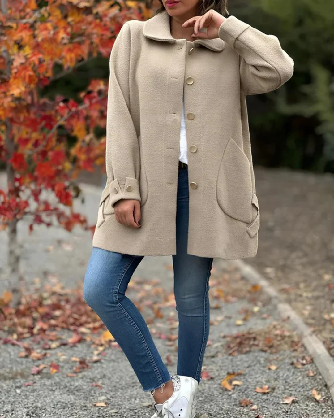 Abrigo Casual de Textura Suave para Mujer
