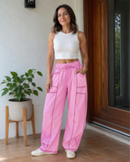 Pantalón Holgado de Mujer con Bolsillos y Cintura Ajustable
