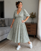 Vestido Estampado con Cuello en V