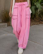 Pantalón Holgado de Mujer con Bolsillos y Cintura Ajustable