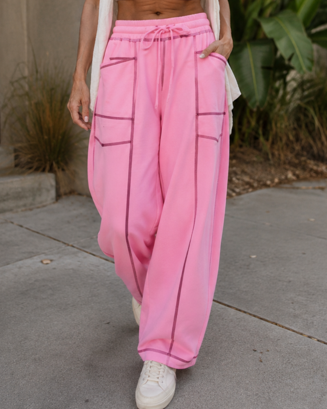 Pantalón Holgado de Mujer con Bolsillos y Cintura Ajustable