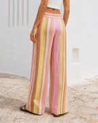 Pantalón Palazzo de Rayas con Caída Fluida