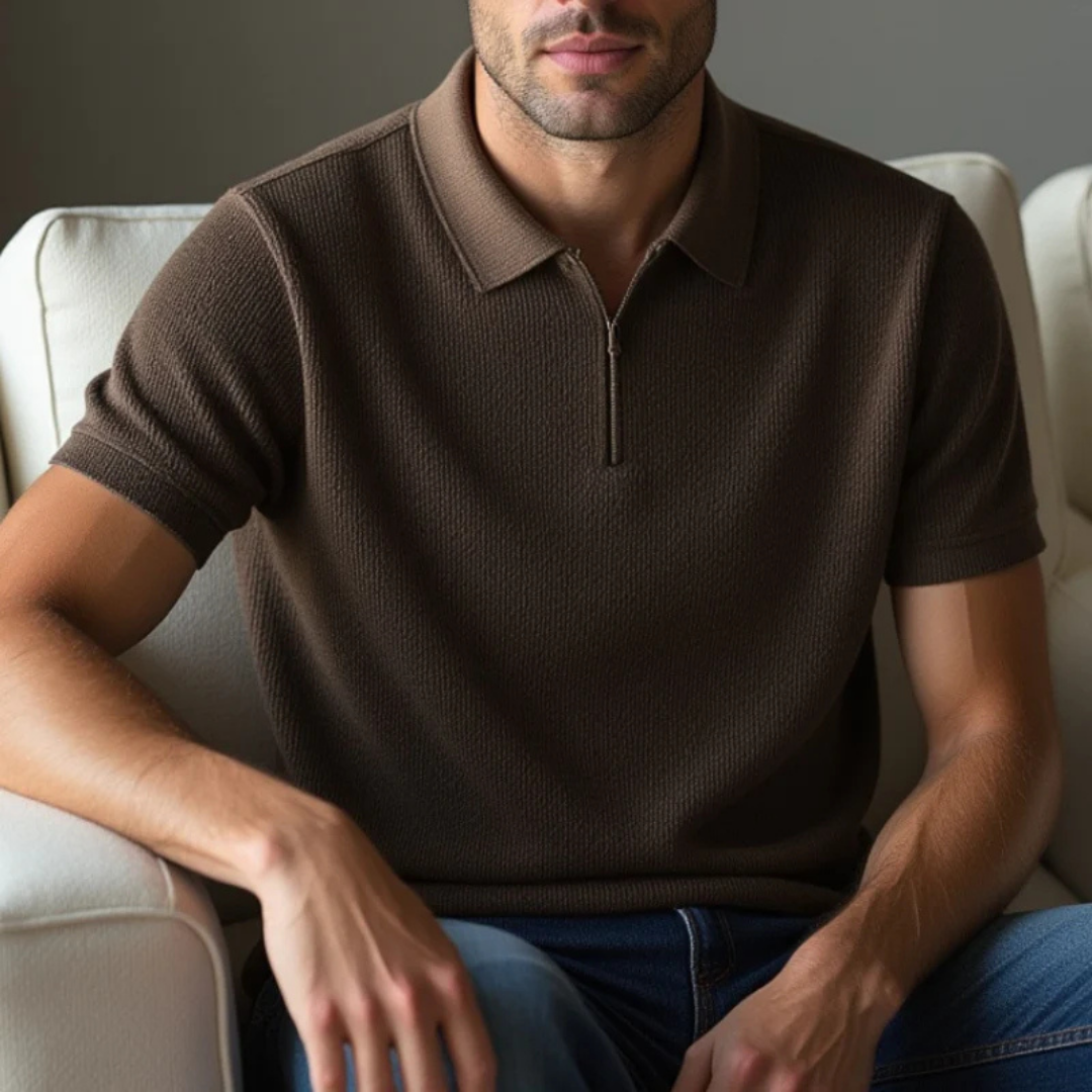 Camisa Polo Casual de Algodón con Cierre Frontal y Cuello Clásico