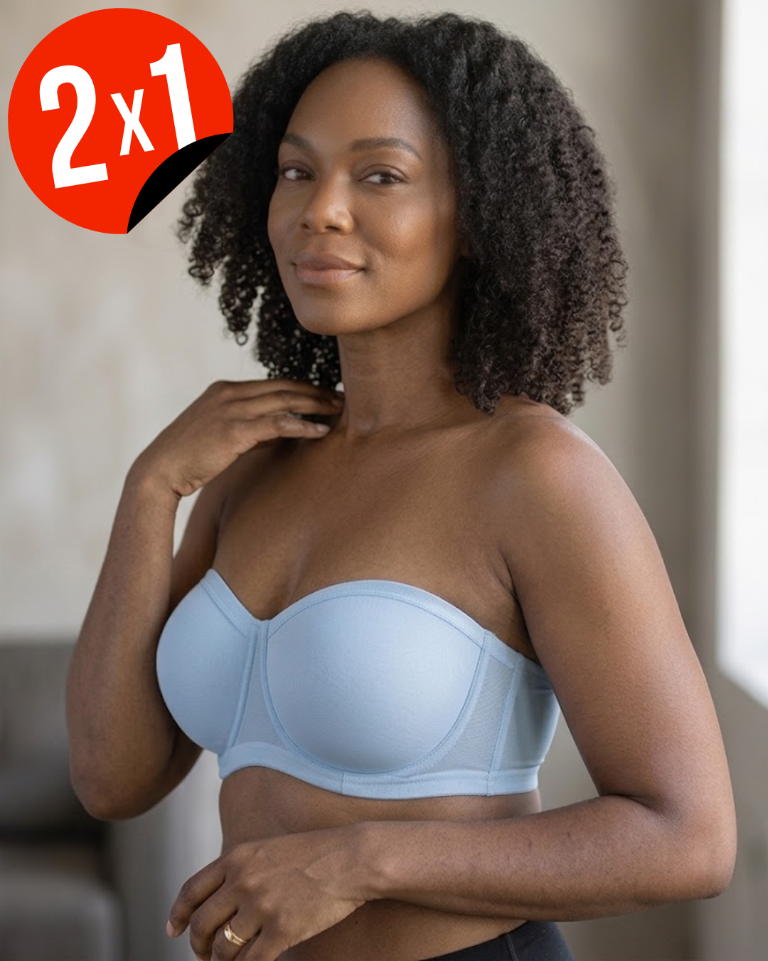 Sujetador Bandeau Sin Tirantes con Copas Moldeadas y Banda Ancha(OFERTA 2X1)