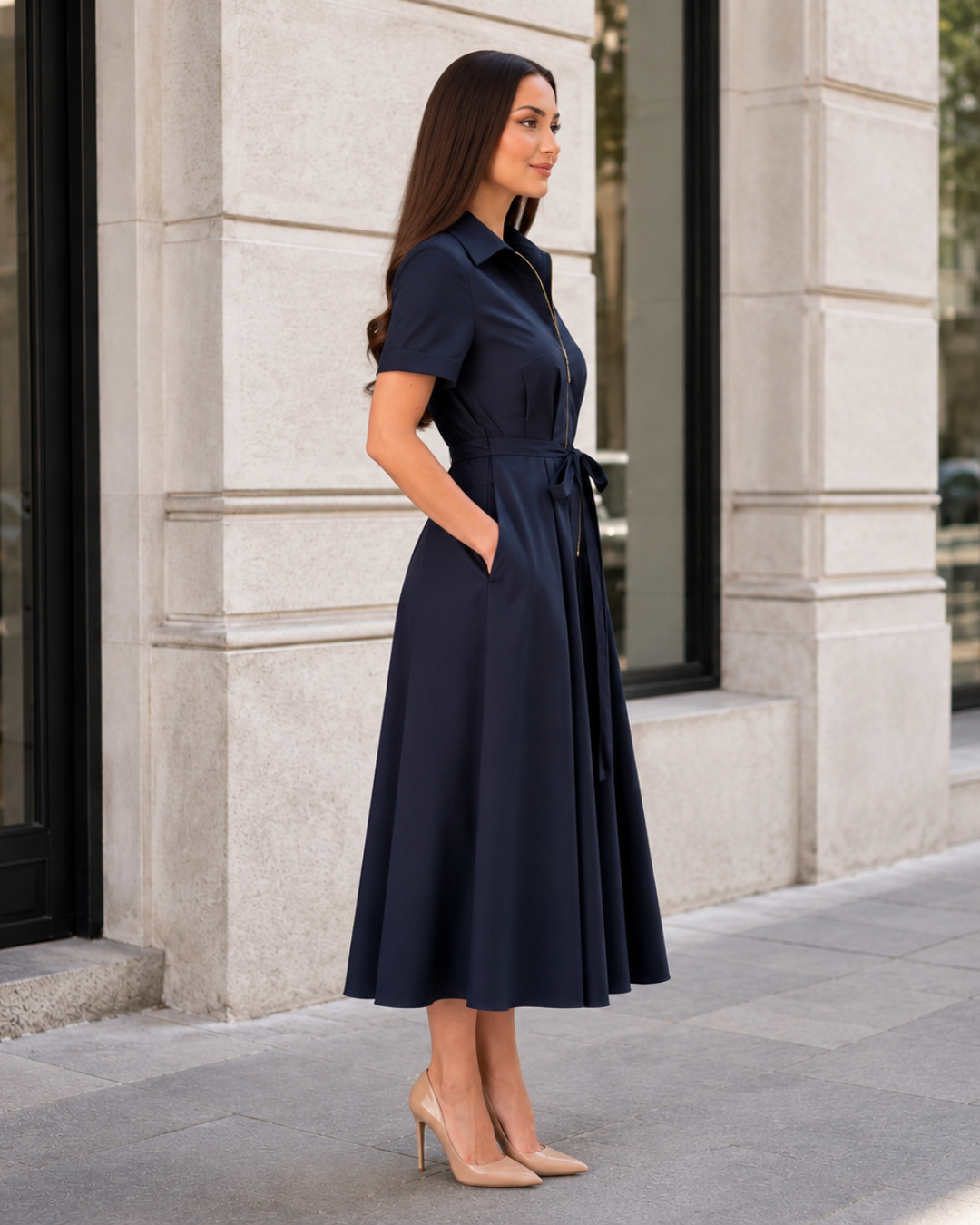 Vestido midi elegante con cremallera®
