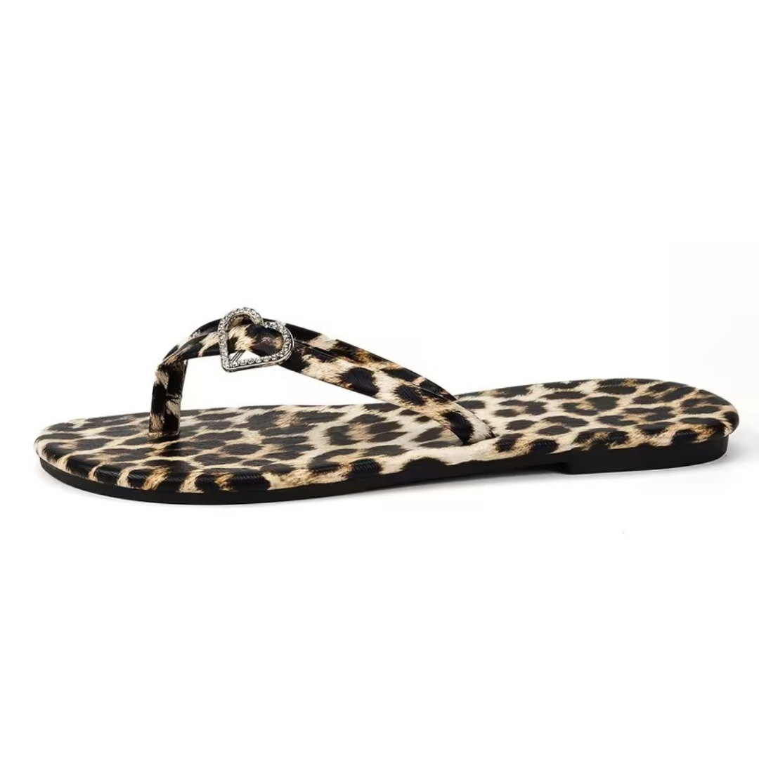 Sandalias Planas de Mujer Leopardo
