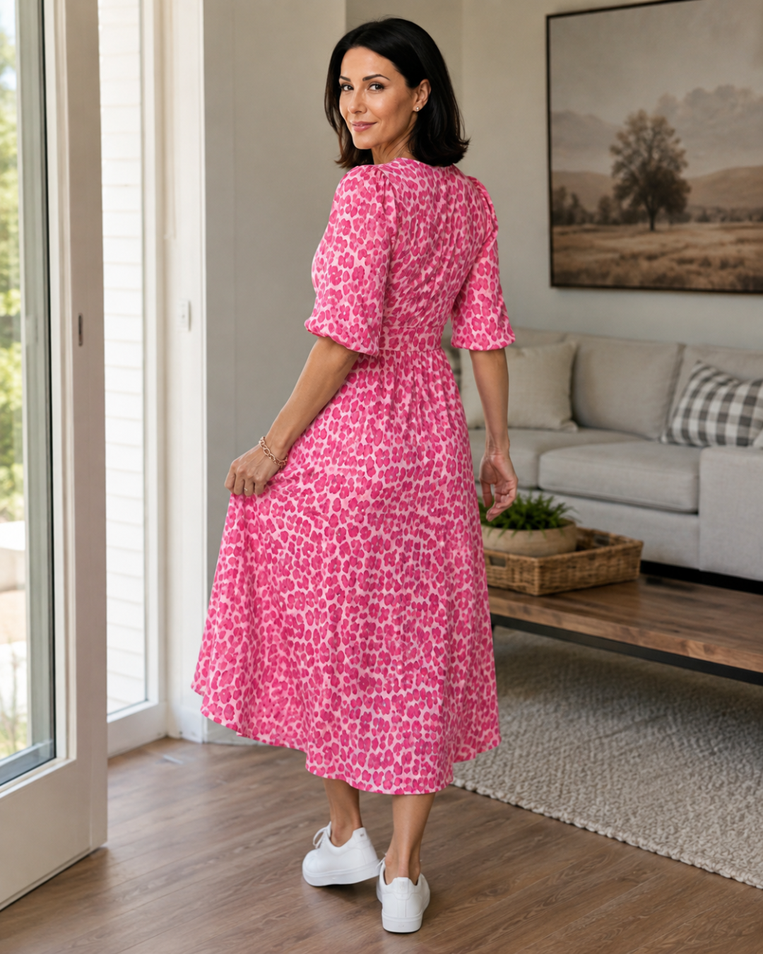 Vestido Estampado con Cuello en V