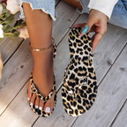 Sandalias Planas de Mujer Leopardo