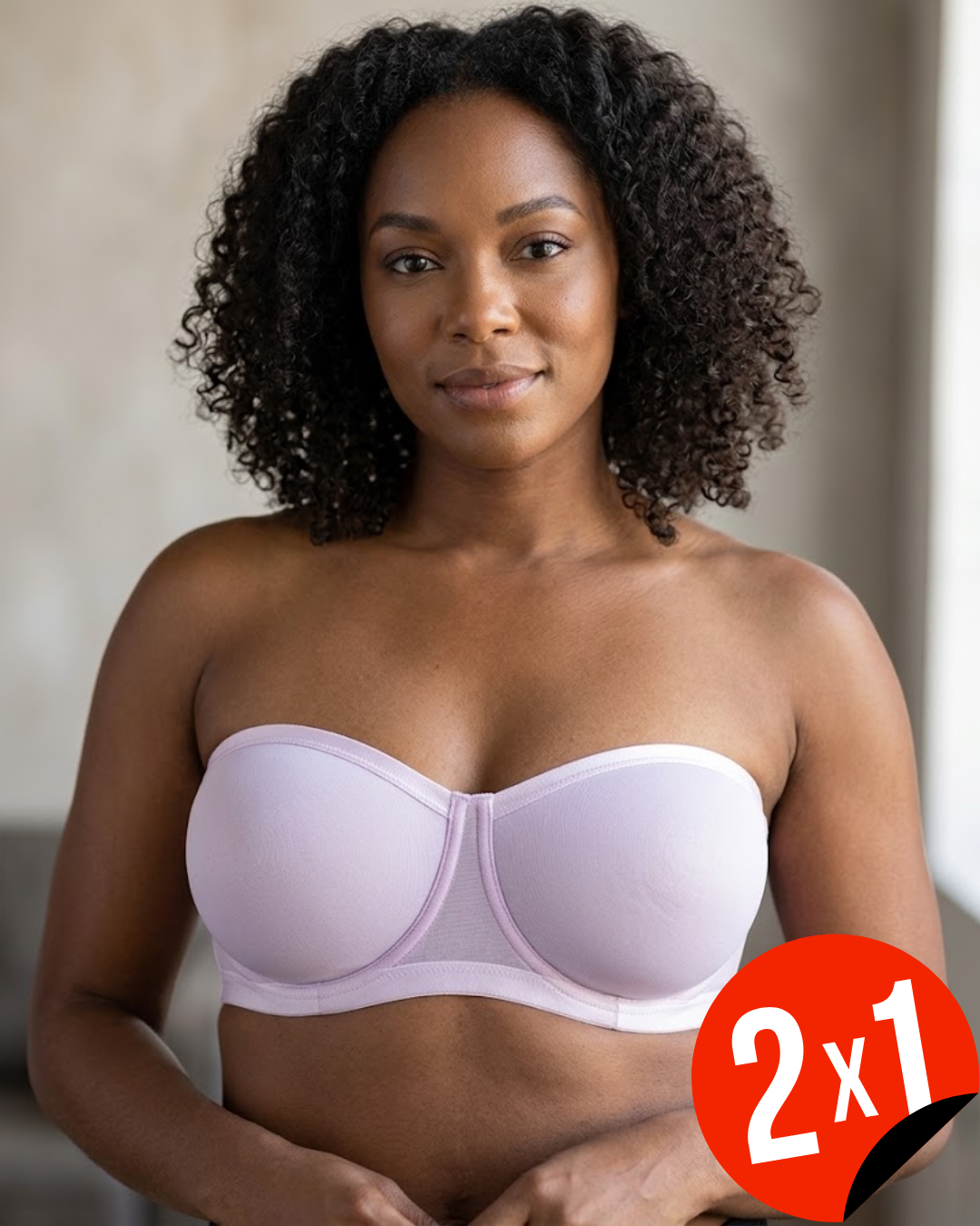Sujetador Bandeau Sin Tirantes con Copas Moldeadas y Banda Ancha(OFERTA 2X1)