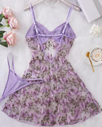 Camisón de Tul Bordado con Flores y Mariposas
