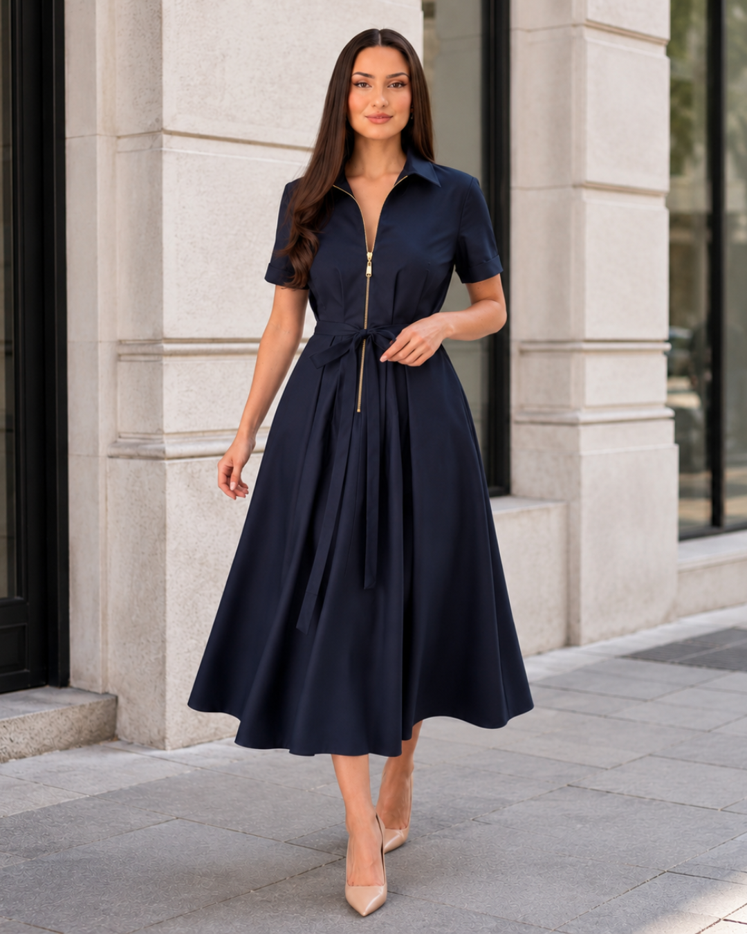 Vestido midi elegante con cremallera®