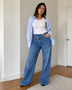 Jeans de Mujer Wide Leg con Cintura Cruzada®