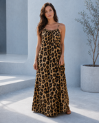 Vestido Largo Animal Print con Tirantes Finos